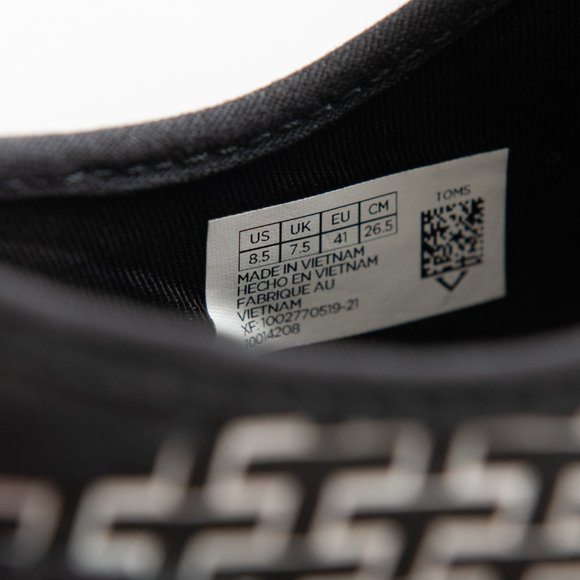 Toms Carlo Sneakers Lace Up Canvas Shoes Casual Retro Black White Size 8.5 New - Picture 6 of 7